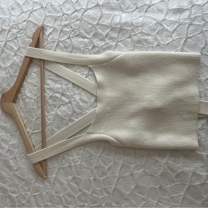 Aritzia Wilfred Cayenne Cropped Knit Top Size M Color: Light Birch